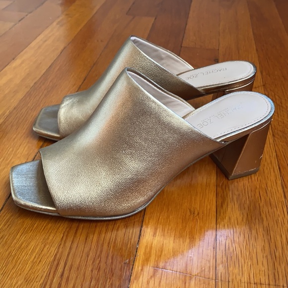 Rachel Zoe Shoes - Rachel Zoe Gold Mika Metallic Leather Block Heel Mules women’s size 6.5